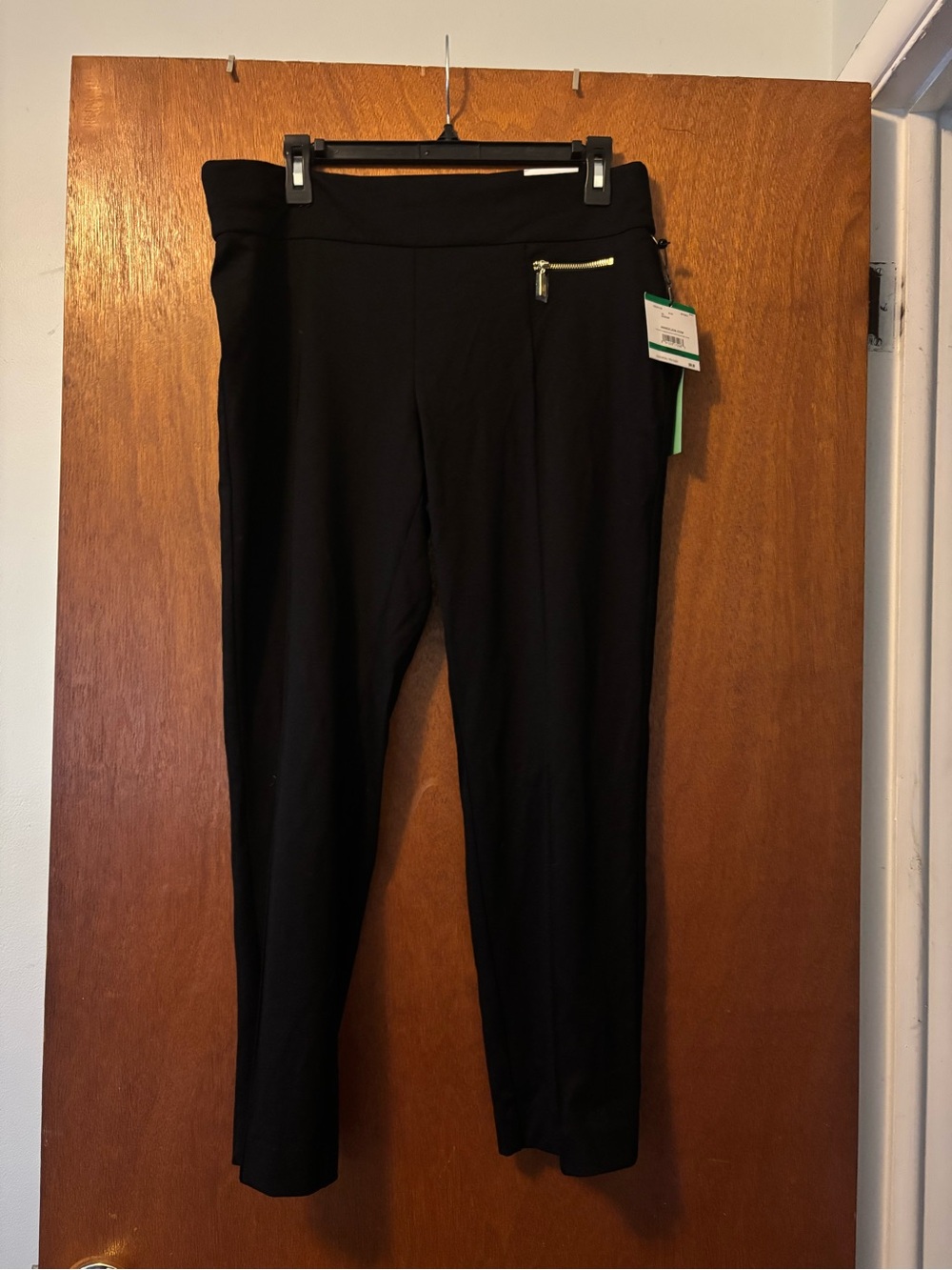 Anne Klein Black Pull-On Ankle Pants with Zip Detail